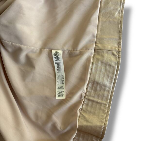 Chico's Moto Jacket Sz 2 (Large) Faux-Leather Champagne Gold Asymmetric Full Zip - Picture 4 of 7